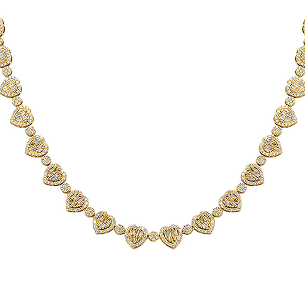 13.16ct G SI 14kt Yellow Gold Diamond Heart Shape Necklace 22" Long