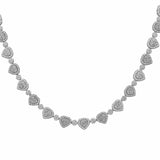 12.27ct G SI 14kt White Gold 10MM Diamond Heart Shape Chain Necklace 22" Long