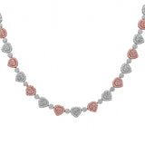 12.86ct G SI 10MM 14kt Two Tone Gold Heart Shape Chain Diamond Necklace 22" Long