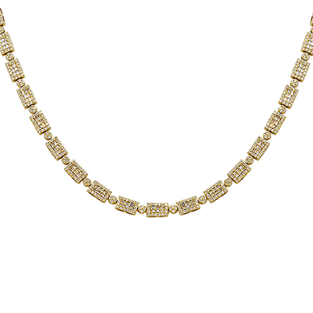9.91ct G SI 14kt Yellow Gold Baguette Diamond Necklace 22" Long