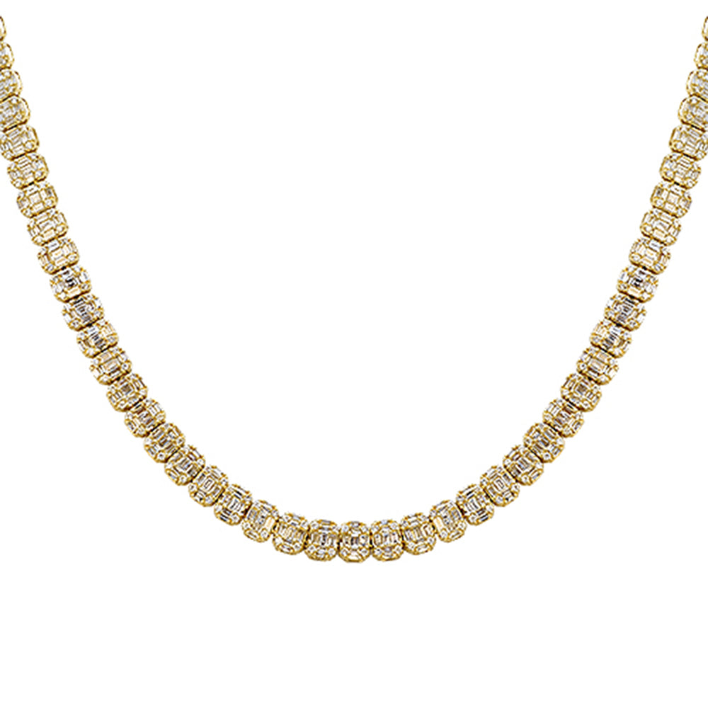14.11ct G SI 14kt Yellow Gold Baguette Diamond Necklace 22" Long