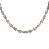 10.12ct G SI 14kt Two Tone Gold Round &  Baguette Diamond Necklace 22" Long