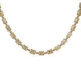 10.00ct G SI 14kt Yellow Gold Round &  Baguette Diamond Necklace 22" Long