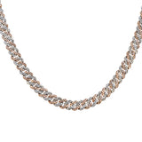 9.81ct G SI 9MM 14kt Two Tone Gold Baguette Diamond Cuban Link Chain Necklace 22" Long