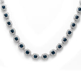23.3ct G SI 14kt White Gold Blue Topaz & Diamond Gemstone Necklace 20" Long