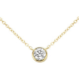 .21ct G SI 14kt Yellow Gold Bezel Set Round Diamond Solitaire Pendant Necklace 16+2" Ext.