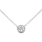 <span style="color:purple">SPECIAL!</span> .23ct G SI 14kt White Gold Bezel Set Round Diamond Solitaire Pendant Necklace 16+2" Ext.