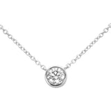 .23ct G SI 14kt White Gold Bezel Set Round Diamond Solitaire Pendant Necklace 16+2" Ext.