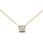 <span style="color:purple">SPECIAL!</span> .19ct G SI 14kt Yellow Gold Bezel Set Princess Cut Diamond Solitaire Pendant Necklace 16+2" Ext.