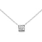 <span style="color:purple">SPECIAL!</span> .18ct G SI 14kt White Gold Bezel Set Princess Cut Diamond Solitaire Pendant Necklace 16+2" Ext.