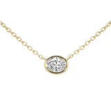 .19ct G SI 14kt Yellow Gold Bezel Set Oval Diamond Solitaire Pendant Necklace 16+2" Ext.