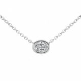.19ct G SI 14kt White Gold Bezel Set Oval Diamond Solitaire Pendant Necklace 16+2" Ext.