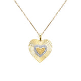 .13ct G SI 14kt Yellow Gold Heart Shape Diamond Pendant Necklace 18" Long Chain