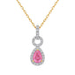<span style="color:purple">SPECIAL!</span> .49ct G SI 14kt Yellow Gold Diamond & Pink Sapphire Pear Shape Drop Pendant  18"