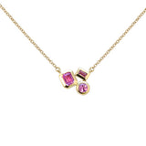 .37ct G SI 14kt Yellow Gold Bezel Set Pink Sapphire Multi Shape Pendant Necklace
