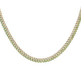 9.47ct G SI 14kt Yellow Gold 7MM Round Diamond & Emerald Square Cuban 22" Long