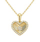 <span style="color:purple">SPECIAL!</span>.24ct G SI 14kt Yellow Gold Diamond Heart Shape Disc Medallion Pendant Necklace  18" Long