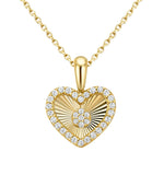 .24ct G SI 14kt Yellow Gold Diamond Heart Shape Disc Medallion Pendant Necklace  18" Long