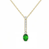 .82ct G SI 14kt Yellow Gold Diamond & Emerald Gemstone Pendant Necklace 18" Long