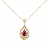 .57ct G SI 14kt Yellow Gold Diamond & Ruby Gemstone Pendant Necklace 18" Long