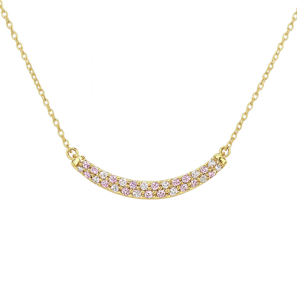 .38ct G SI 14kt Yellow Gold Diamond & Pink Sapphire Gemstone Pendant Necklace 18" Long