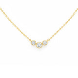 .40ct G SI 14kt Yellow Gold Three Bezel Set Round Diamond Pendant Necklace 18" Long