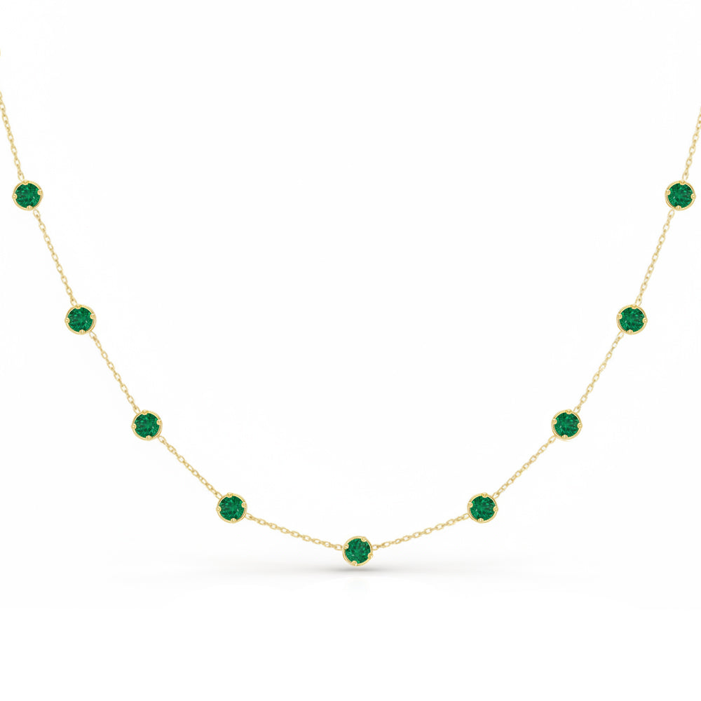 2.29ct G SI 14kt Yellow Gold Emerald Gemstone Pendant Necklace 16"+2" Long