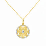 .37ct G SI 14kt Yellow Gold Diamond Disc Medallion Pendant Necklace 16+2" Long