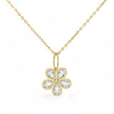 .73ct G SI 14kt Yellow Gold Diamond Flower Shape Bezel Set Pendant Necklace 18" Long