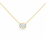 <span style="color:purple">SPECIAL!</span> .22ct G SI 14kt Yellow Gold Oval Diamond Bezel Set Pendant Necklace 16"+2" Long