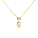 .30ct G SI 14kt Yellow Gold Emerald Cut Diamond Drop Pendant Necklace 16"+2" Long