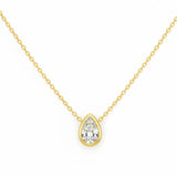 <span style="color:purple">SPECIAL!</span> .21ct G SI 14kt Yellow Gold Pear Shape Diamond Bezel Set Pendant Necklace 16+2" Long