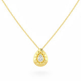 <span style="color:purple">SPECIAL!</span> .15ct G SI 14kt Yellow Gold Modern Pear Diamond Bezel Set Pendant Necklace 16+2" Long