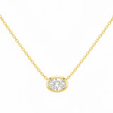 .22ct G SI 14kt Yellow Gold Bezel Set Oval Diamond Pendant Necklace 16+2" Long