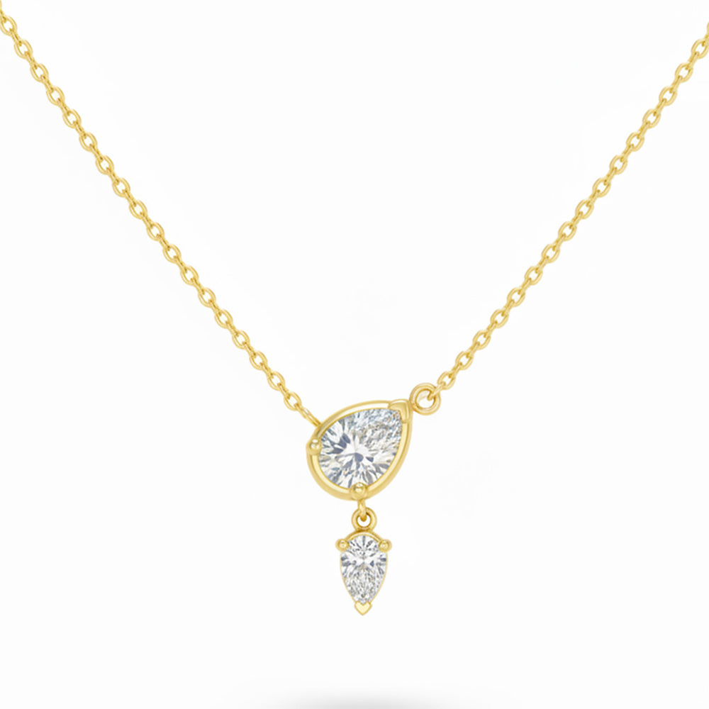 <span style="color:purple">SPECIAL!</span> .40ct G SI 14kt Yellow Gold Pear Cut Diamond Pendant Necklace 16+2" Long