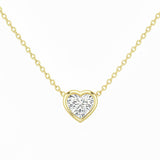 <span style="color:purple">SPECIAL!</span> .20ct G SI 14kt Yellow Gold Heart Shape Diamond Bezel Pendant Necklace 16+2" Long