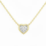 .27ct G SI 14kt Yellow Gold Bezel Set Heart Shape Diamond Pendant Necklace 16+2" Long