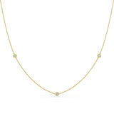 .20ct G SI 14kt Yellow Gold Bezel Set Diamond Station Pendant Necklace 16+2" Long