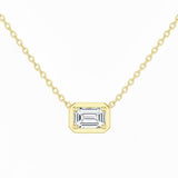 .41ct G SI 14kt Yellow Gold Emerald Cut Diamond Pendant Necklace 16+2" Long
