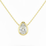.20ct G SI 14kt Yellow Gold Pear Diamond Bezel Set Pendant Necklace 16+2" Long