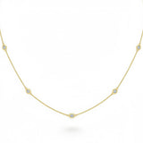 <span style="color:purple">SPECIAL!</span> .38ct G SI 14kt Yellow Gold Oval Diamond Bezel Set Station Pendant Necklace 16+2" Long