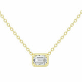 .39ct G SI 14kt Yellow Gold Emerald Cut Diamond Solitaire Pendant Necklace 18" Long