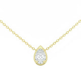 .25ct G SI 14kt Yellow Gold Pear Cut Diamond Solitaire Pendant Necklace 16+2" Long
