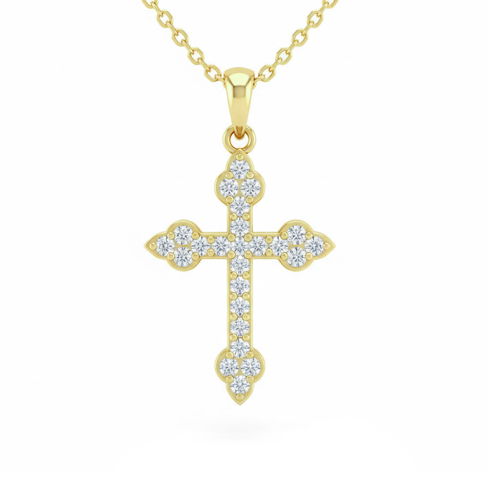 .22ct G SI 14kt Yellow Gold Diamond Cross Pendant Necklace 18" Long