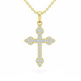 .22ct G SI 14kt Yellow Gold Diamond Cross Pendant Necklace 18" Long