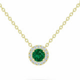 .15ct G SI 14kt Yellow Gold Diamond & Emerald Gemstone Pendant Necklace 18" Long