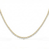 4.08ct G SI 14kt Yellow Gold Round Diamond Graduated Tennis Necklace 16" Long
