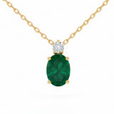 .83ct G SI 14kt Yellow Gold Diamond & Emerald Gemstone Pendant Necklace 18" Long