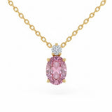 1.02ct G SI 14kt Yellow Gold Diamond & Pink Sapphire Gemstone Pendant Necklace 18" Long