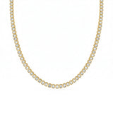 13.97ct G SI 14kt Yellow Gold Emerald Cut Diamond Bezel Set Tennis Necklace 16" Long